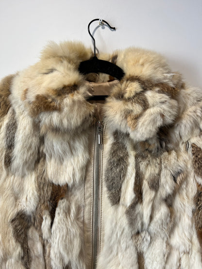 Veste courte en fourrure multicolore