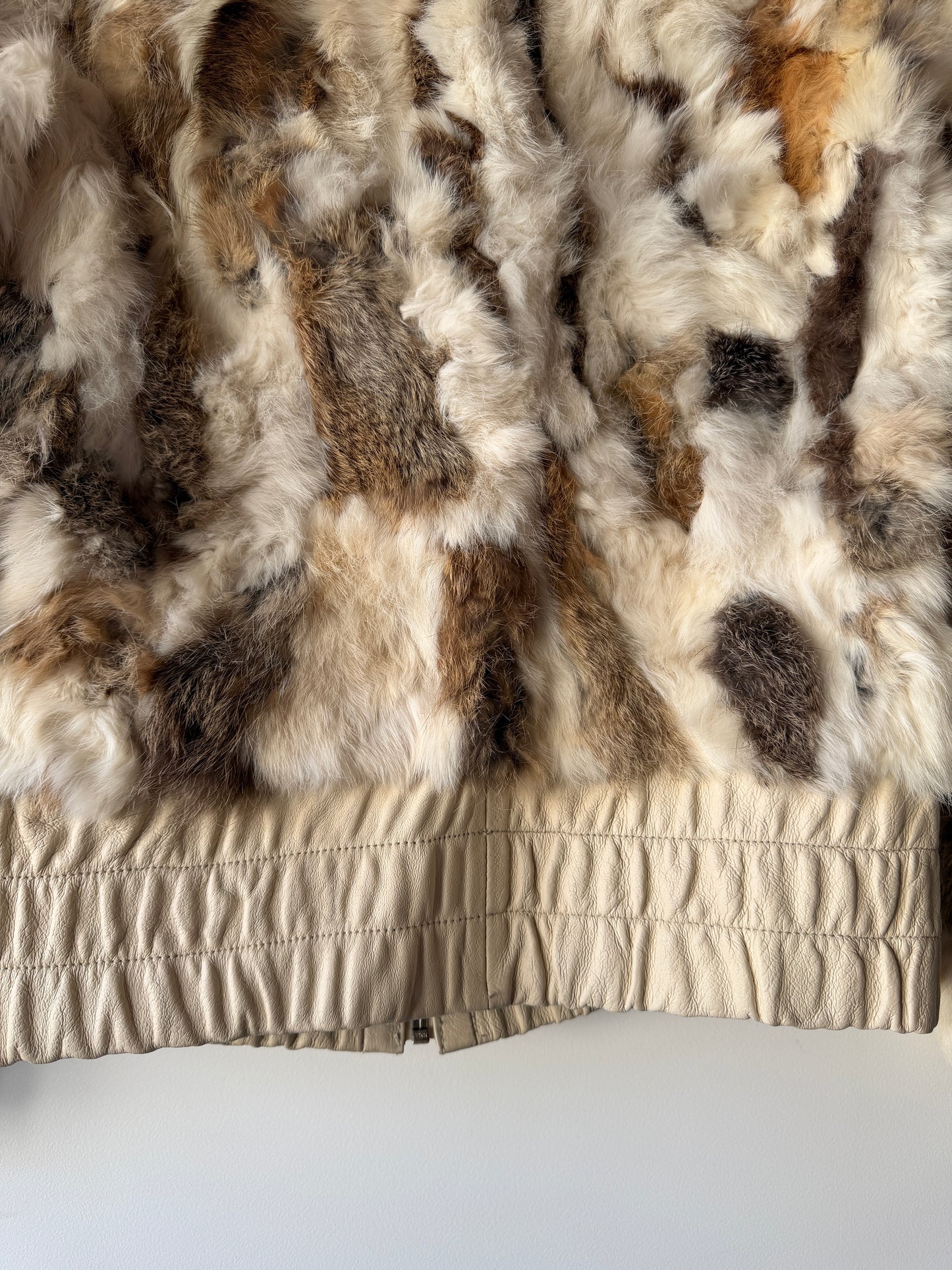 Veste courte en fourrure multicolore
