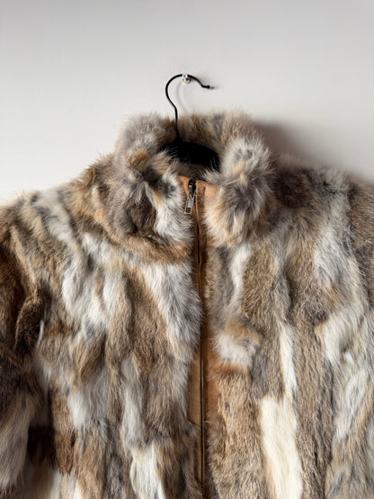 Veste en fourrure multicolore