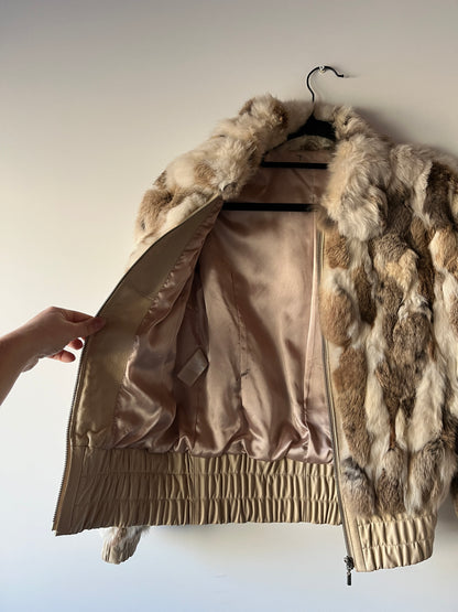 Veste courte en fourrure multicolore
