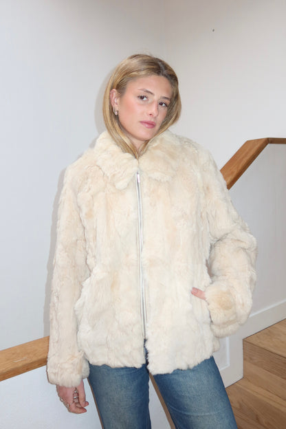 Veste en fourrure écrue