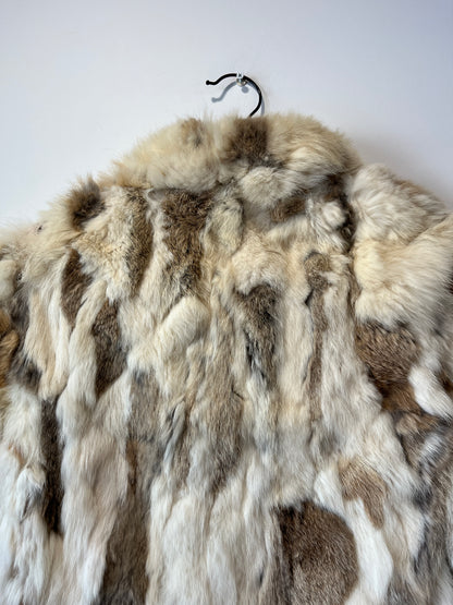 Veste courte en fourrure multicolore