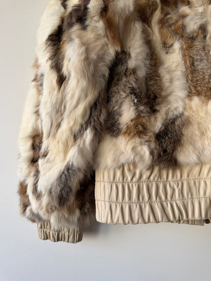 Veste courte en fourrure multicolore