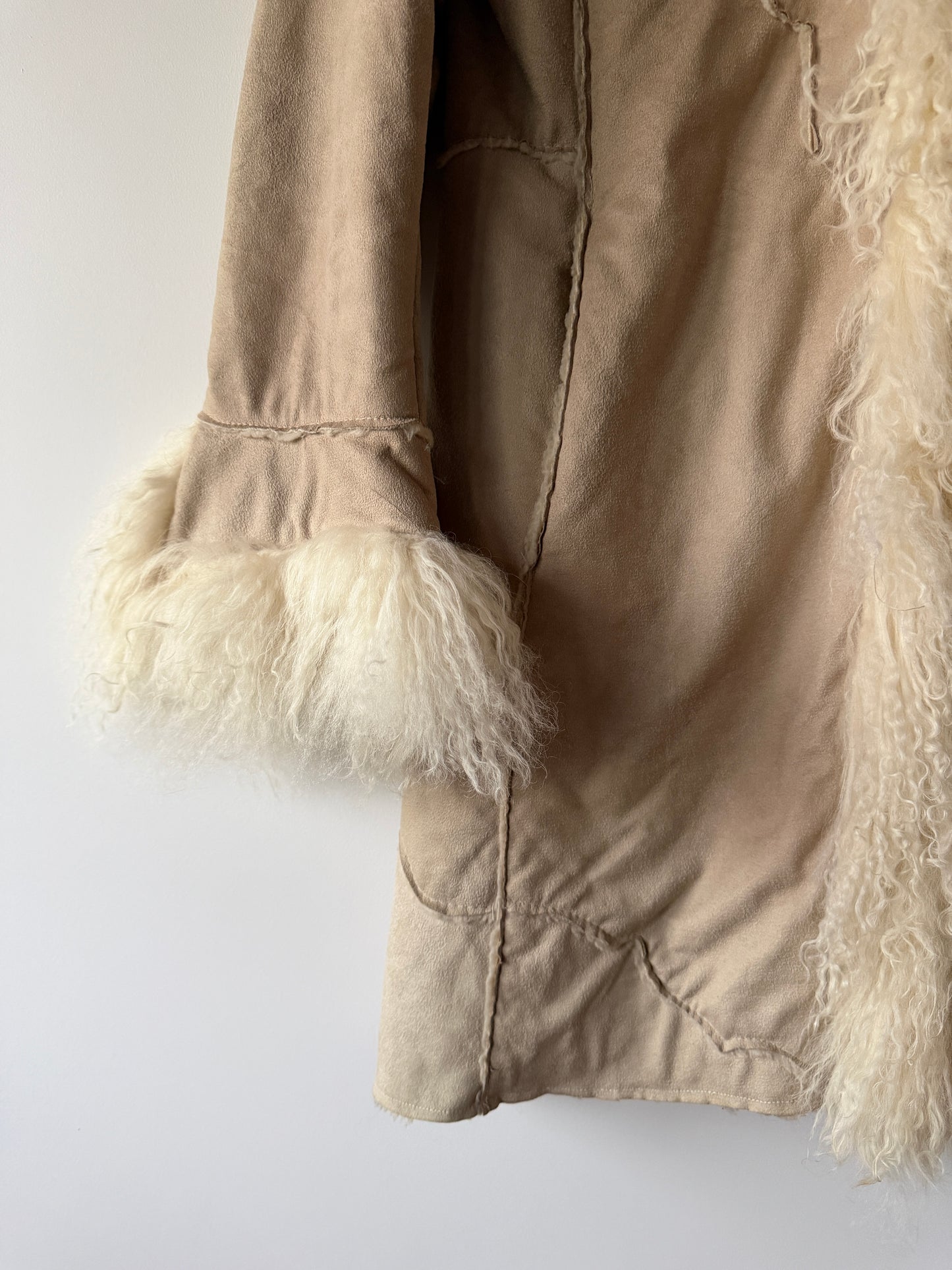 Manteau Afghan mi-long beige