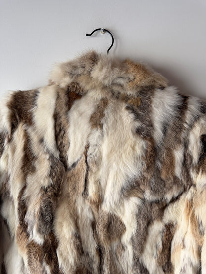 Veste courte en fourrure multicolore