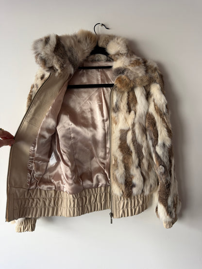 Veste courte en fourrure multicolore