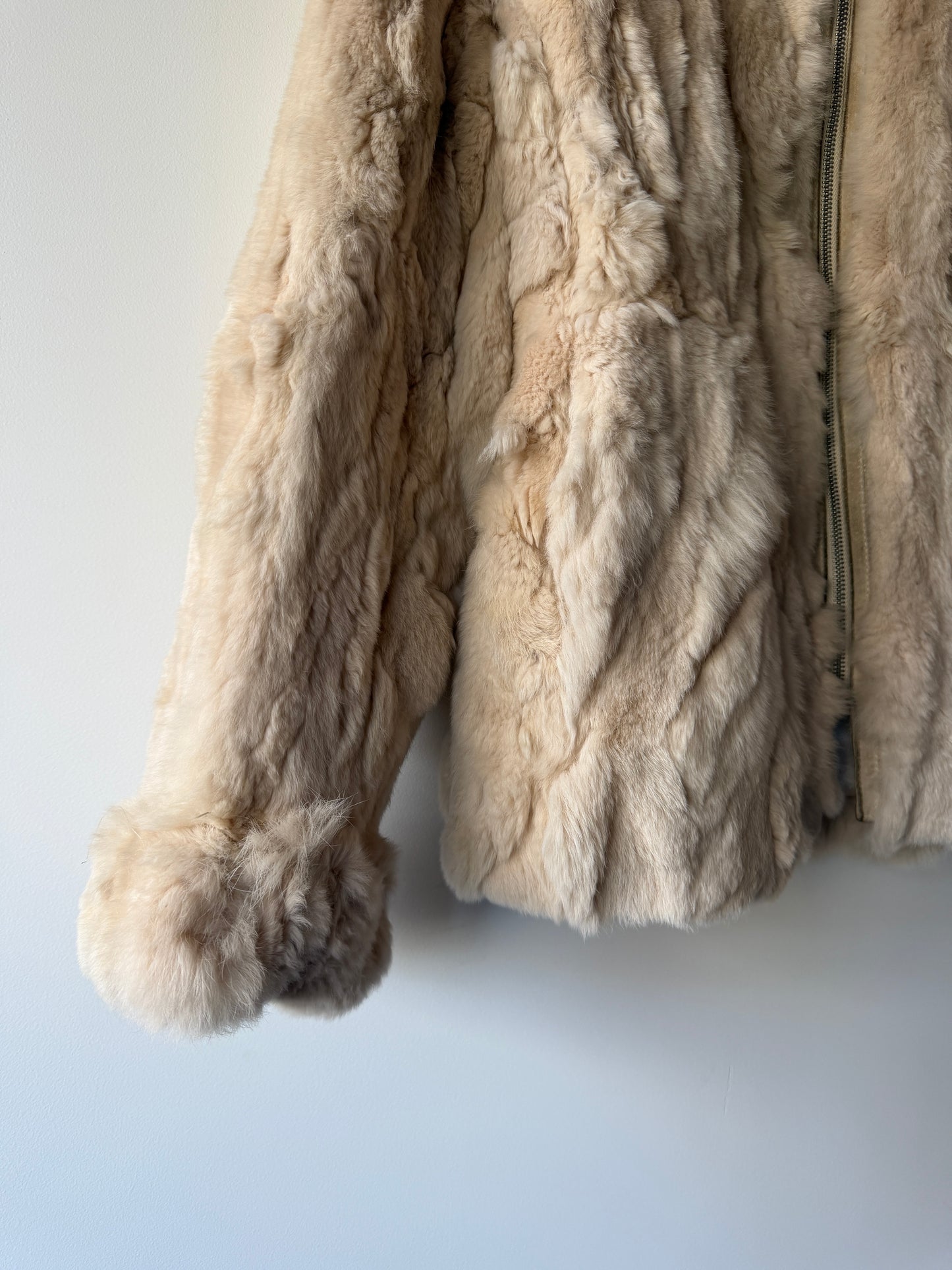 Veste en fourrure écrue