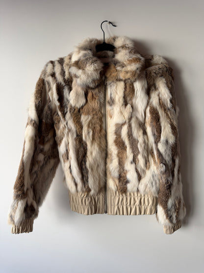 Veste courte en fourrure multicolore
