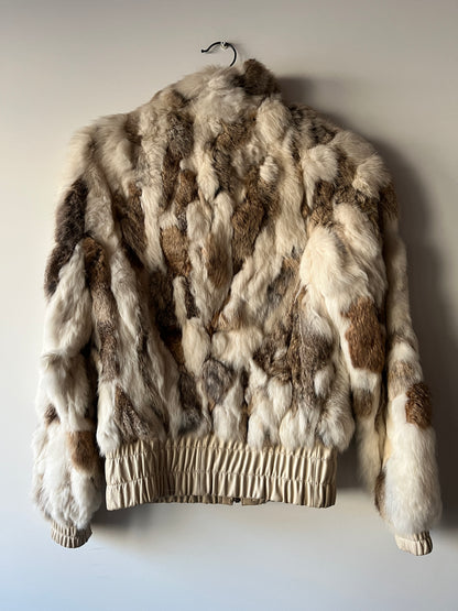 Veste courte en fourrure multicolore