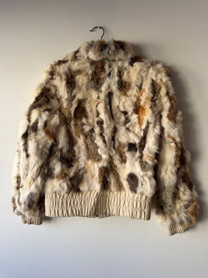 Veste courte en fourrure multicolore