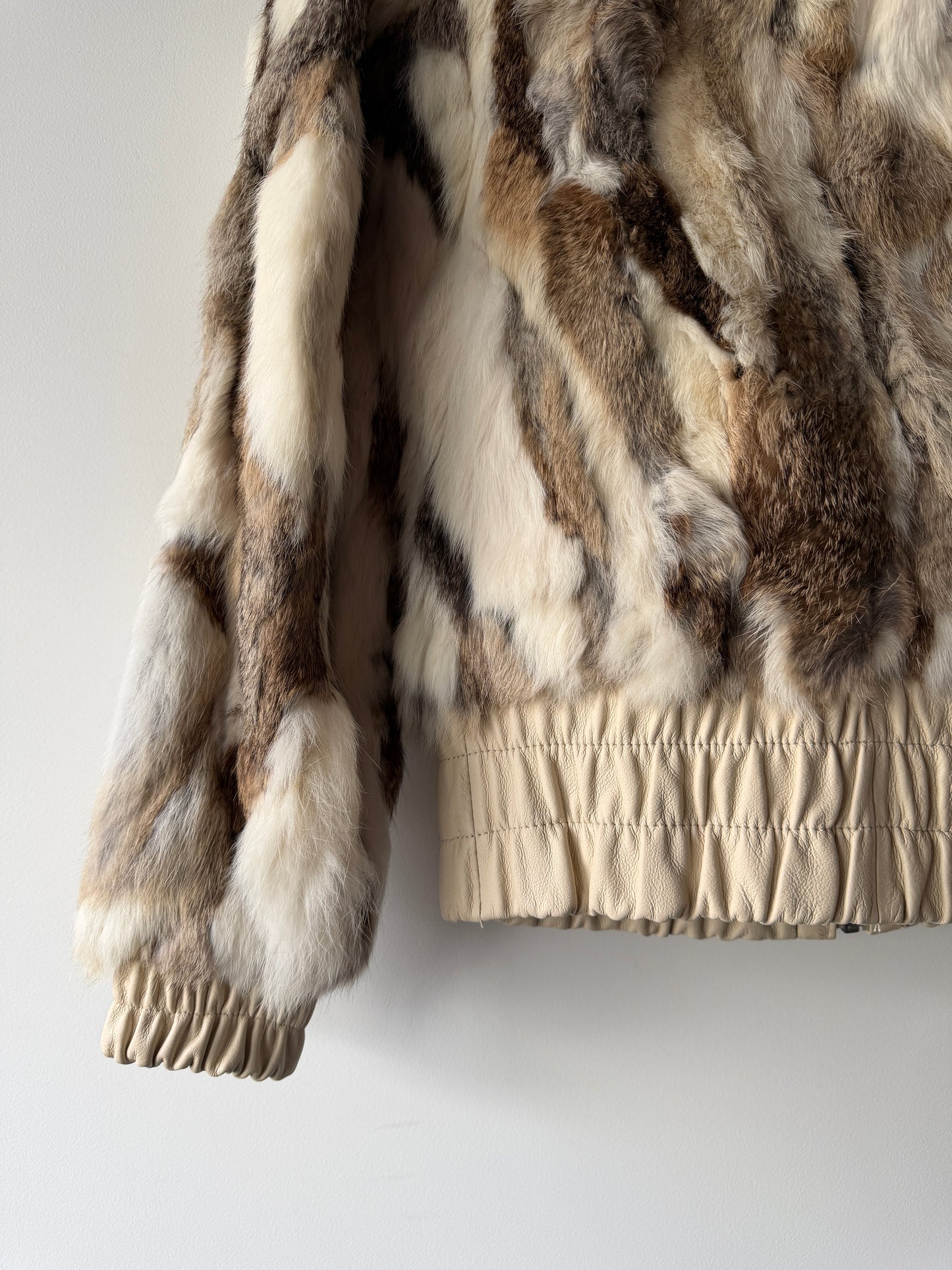 Veste courte en fourrure multicolore