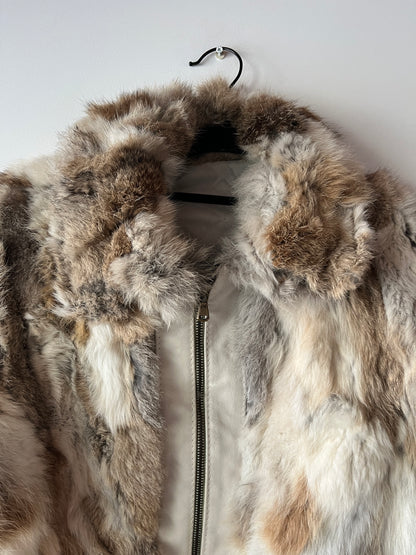 Veste courte en fourrure multicolore