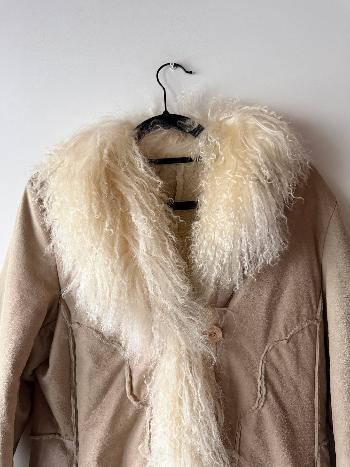 Manteau Afghan mi-long beige