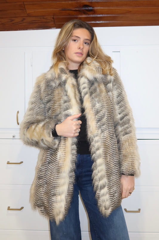 Manteau en fausse fourrure imprimé style animal