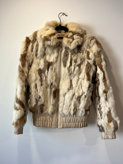 Veste courte en fourrure multicolore