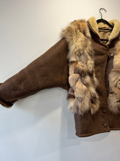 Veste en fourrure et cuir marron