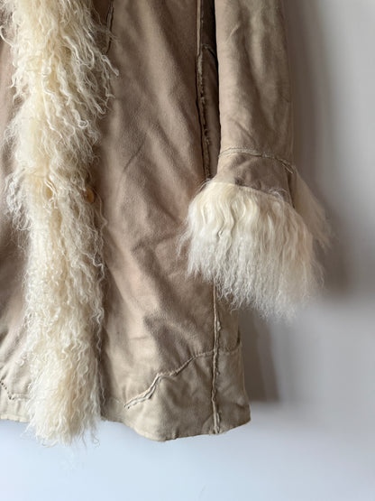Manteau Afghan mi-long beige