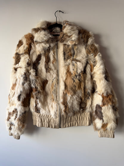 Veste courte en fourrure multicolore