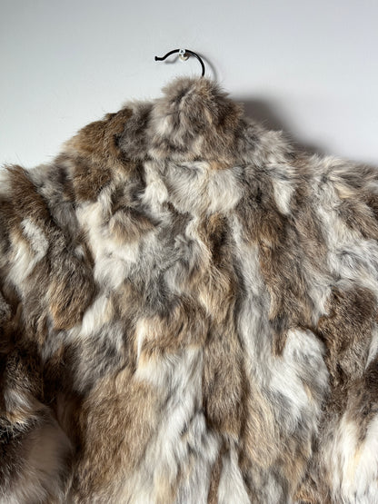 Veste courte en fourrure multicolore