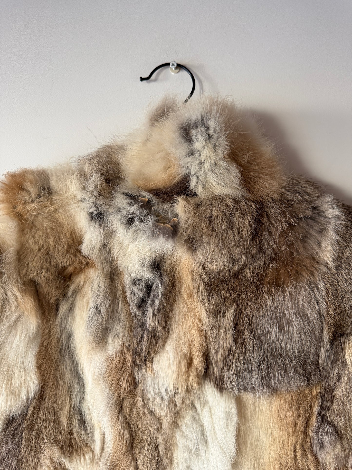 Veste courte en fourrure multicolore