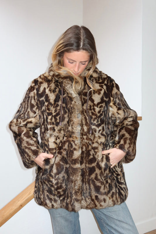 Manteau en fourrure imprimé animal