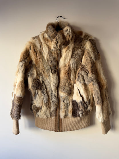 Veste courte en fourrure multicolore