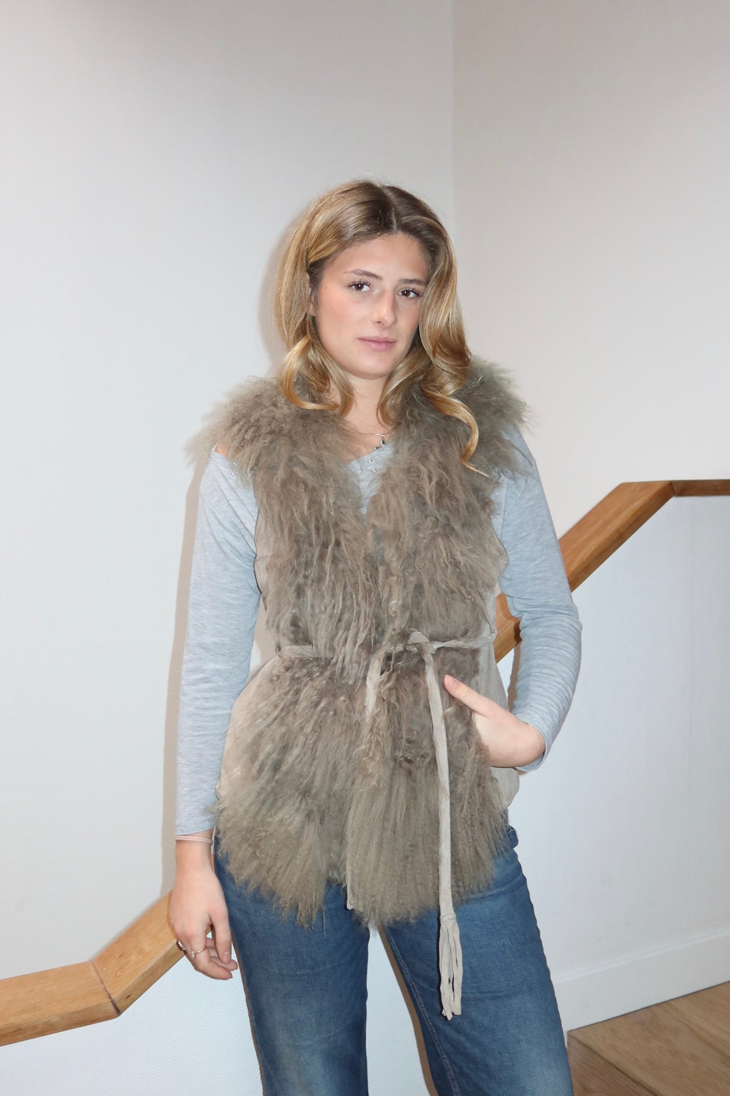 Gilet sans manches Afghan gris