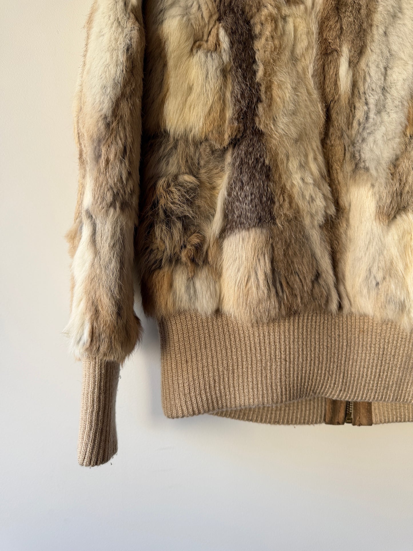 Veste courte en fourrure multicolore