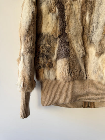 Veste courte en fourrure multicolore
