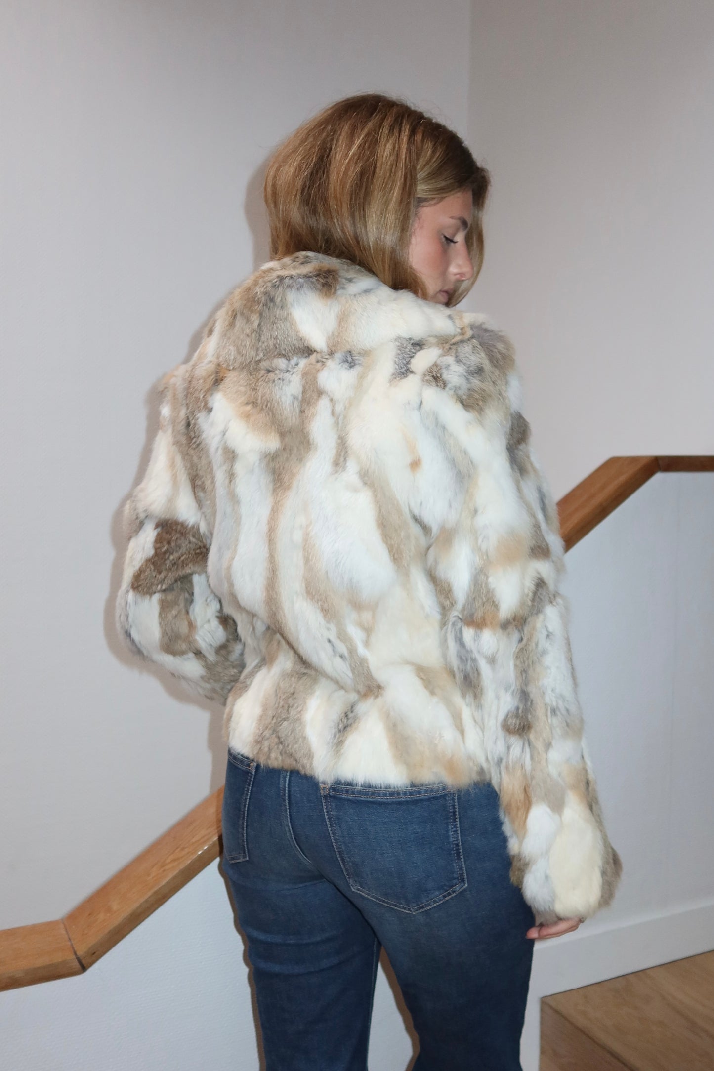 Veste en fourrure multicolore
