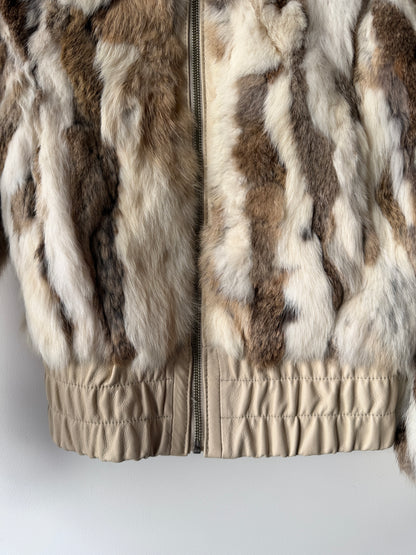 Veste courte en fourrure multicolore
