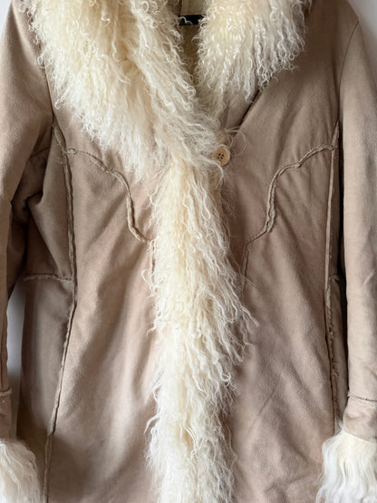 Manteau Afghan mi-long beige
