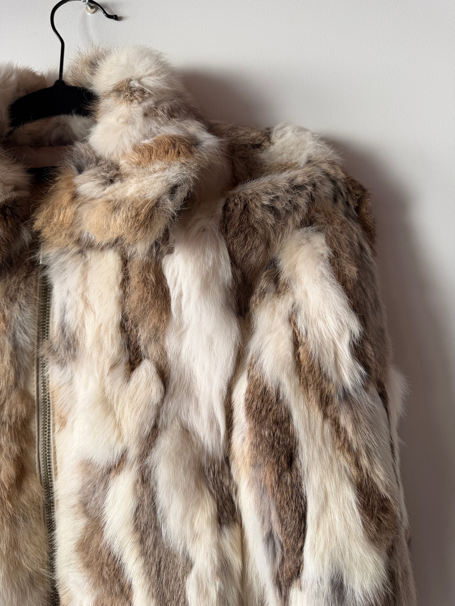 Veste courte en fourrure multicolore