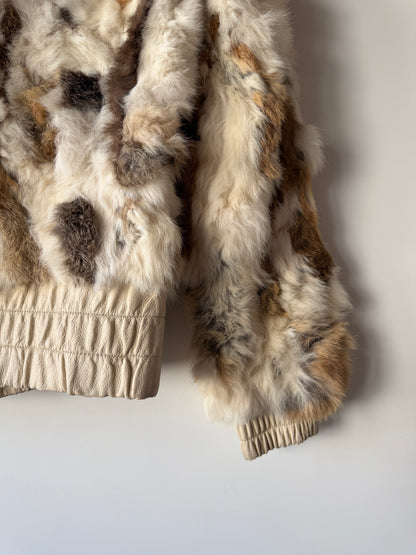 Veste courte en fourrure multicolore