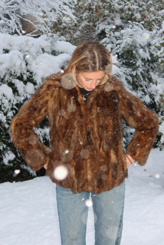 Veste en fourrure marron