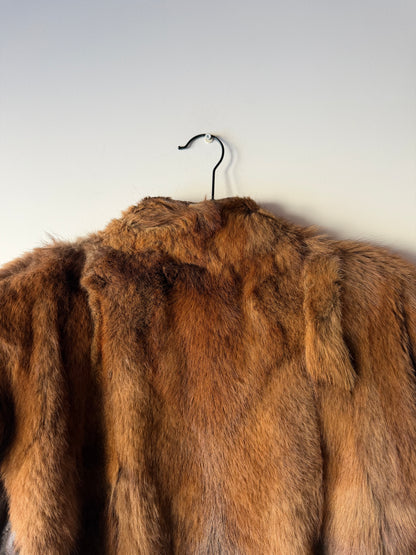 Veste en fourrure et cuir marron