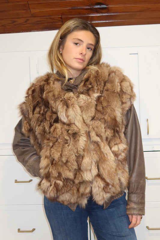 Veste en fourrure et cuir