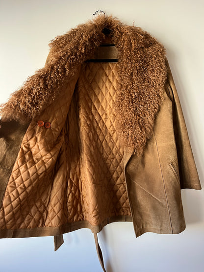 Manteau Afghan mi-long camel