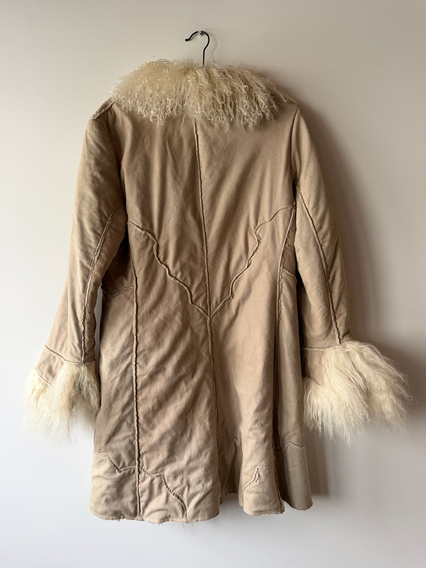 Manteau Afghan mi-long beige