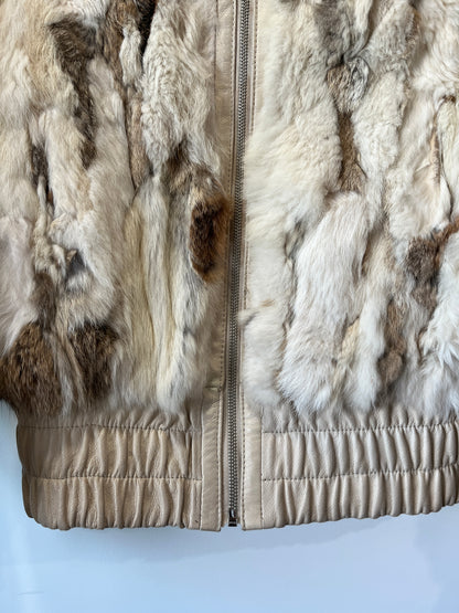 Veste courte en fourrure multicolore