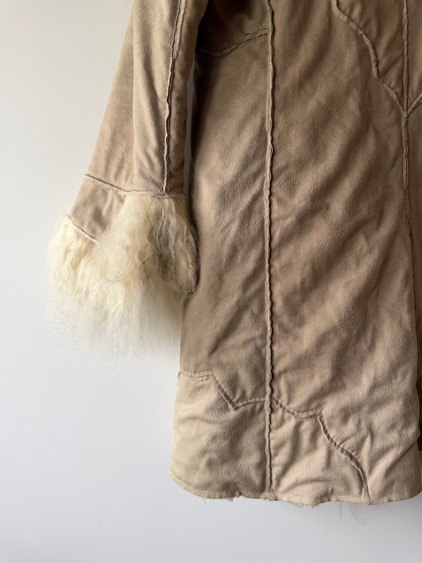 Manteau Afghan mi-long beige