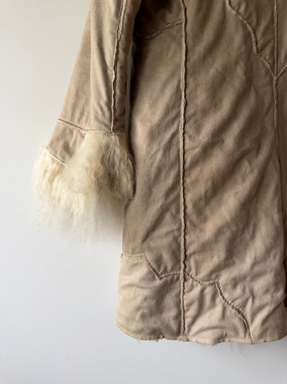 Manteau Afghan mi-long beige