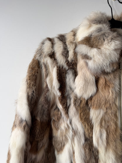 Veste courte en fourrure multicolore