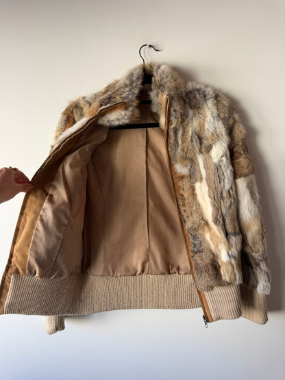 Veste en fourrure multicolore