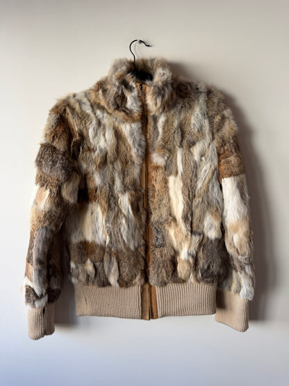 Veste en fourrure multicolore