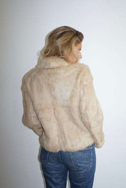 Veste en fourrure beige