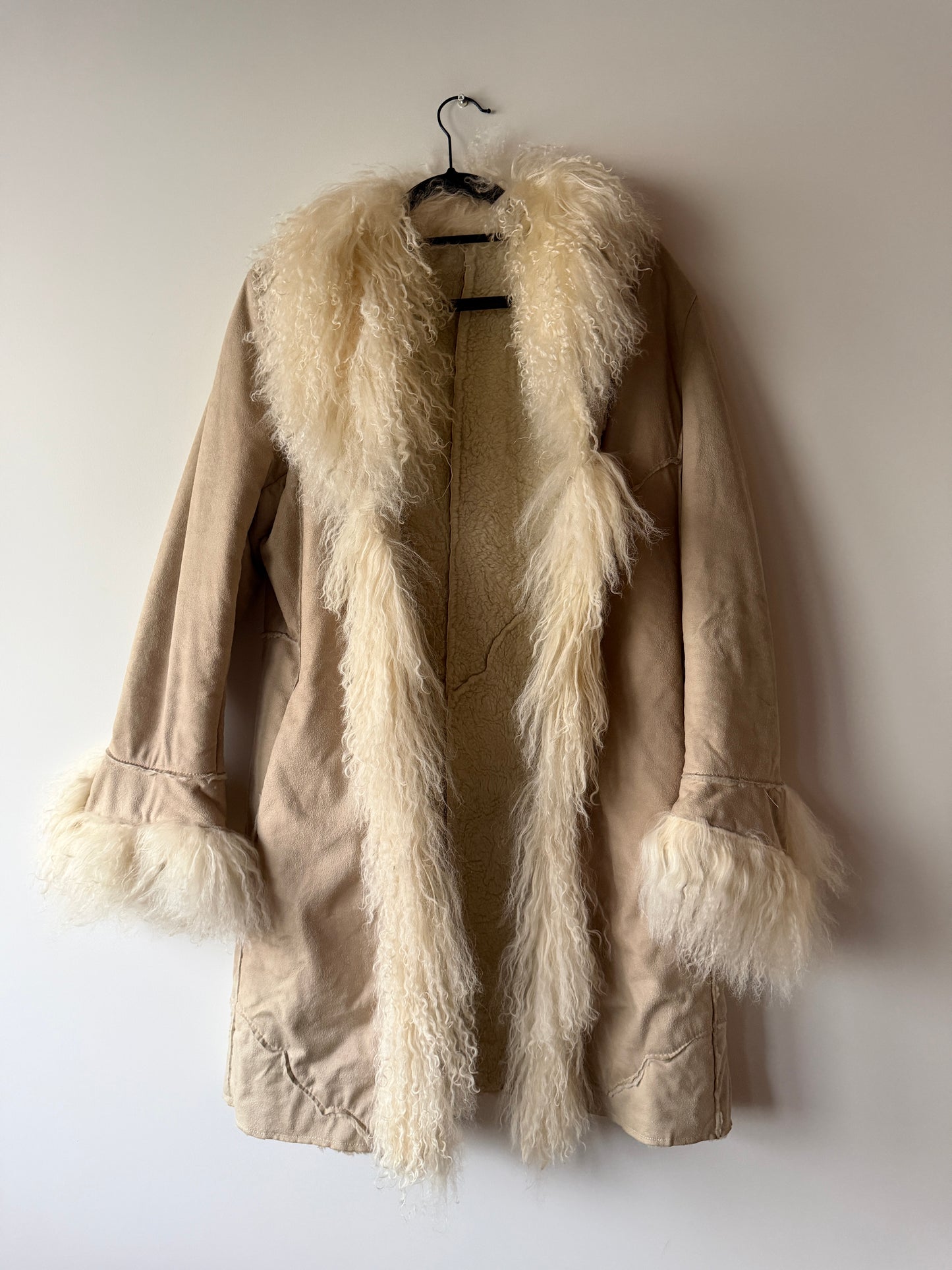 Manteau Afghan mi-long beige