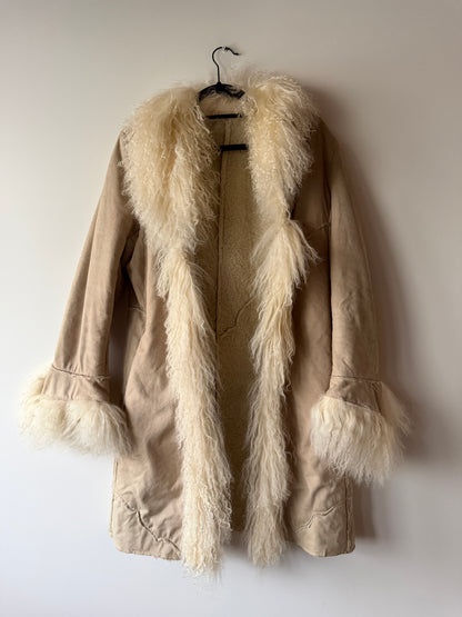 Manteau Afghan mi-long beige
