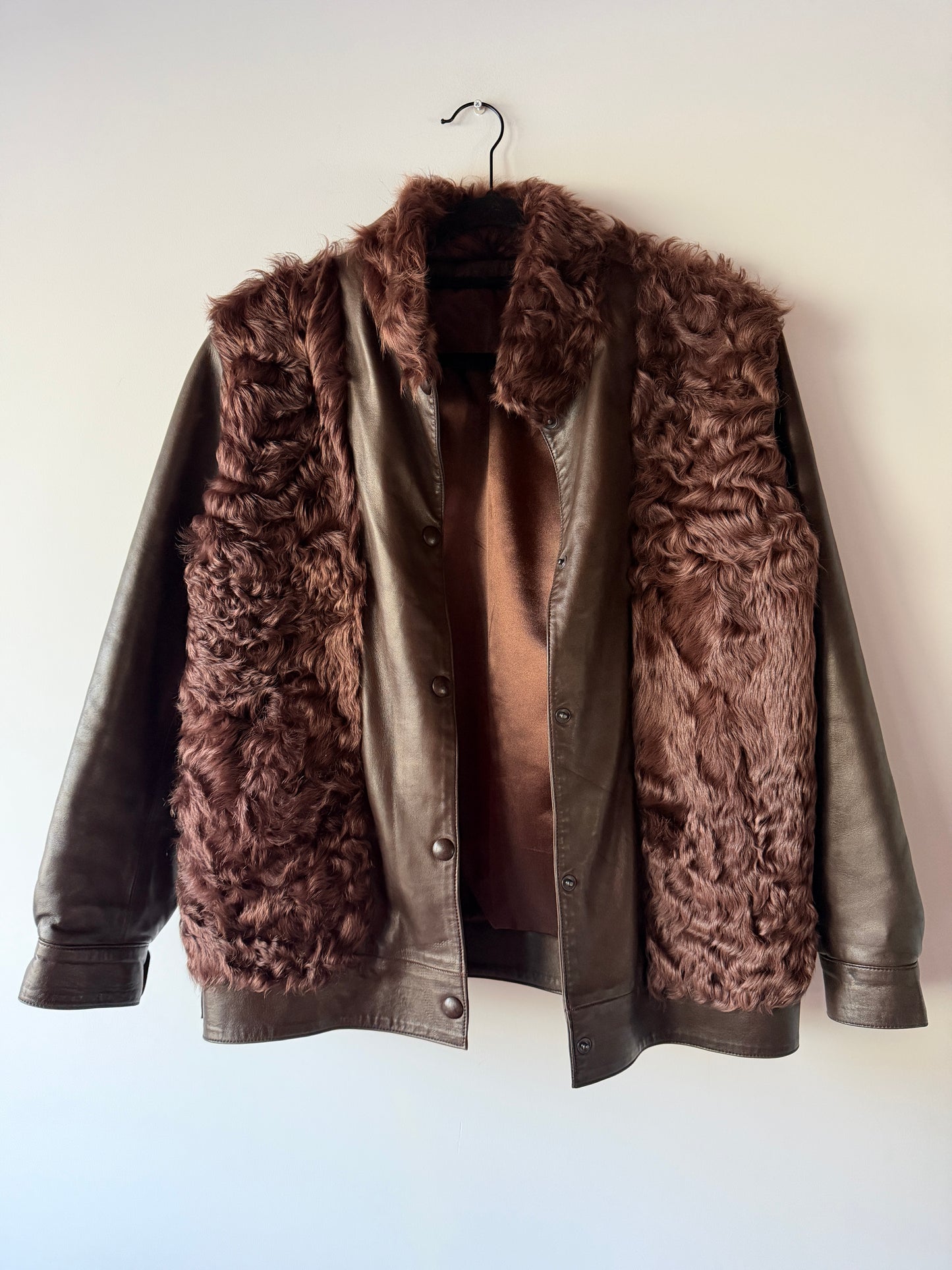 Veste en fourrure et cuir marron