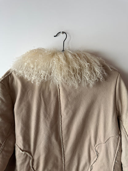 Manteau Afghan mi-long beige